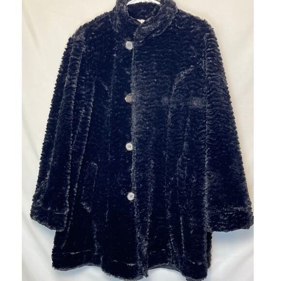Joseph Ribkoff Womens Size 12 Black Reversible Faux Fur Coat Style 183363 Winter - Picture 1 of 9